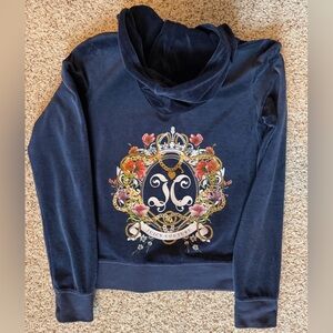 Juicy Couture Navy velour Sweatshirt with Embroidery